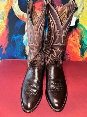 No.99 Nocona Boots Brown Leather Cowboy Boots Size 10 EE
